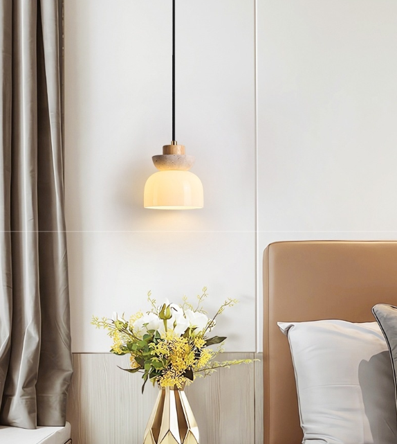 Japanese Style Bedroom Bedside Small Droplight Log Cream Style