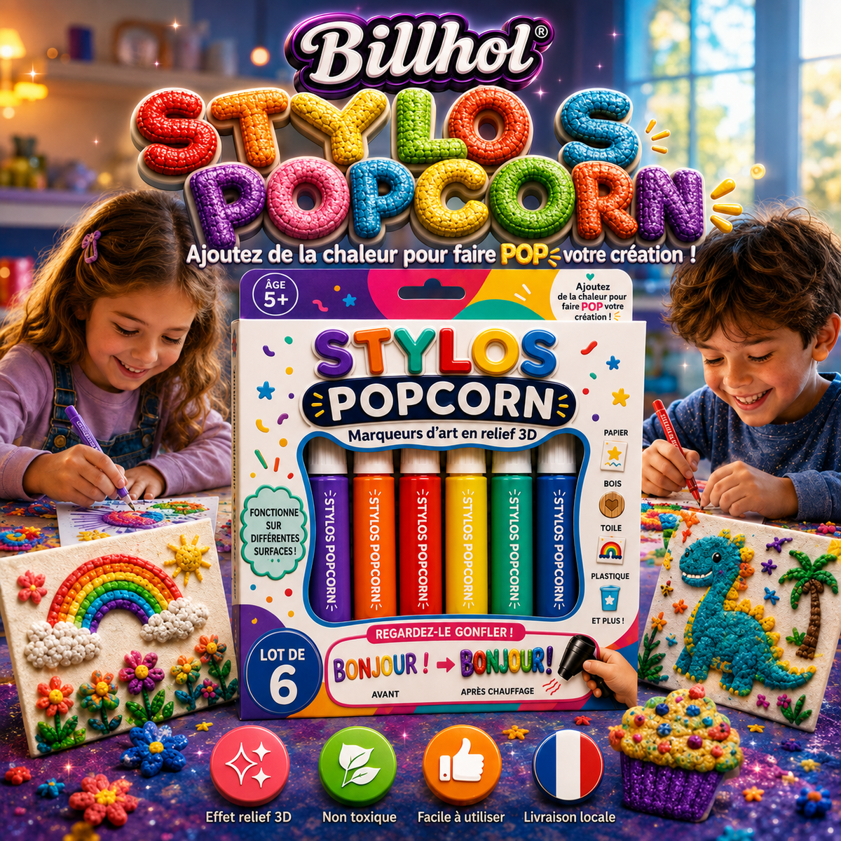 Économisez 50 % en commandant aujourd’hui丨🎁𝐁i𝐥𝐥𝐡𝐨𝐥® Stylo artistique 3D en relief – Transformez vos dessins plats en créations 3D à toucher
