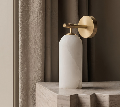 Simple Marble Copper Wall Lamp In Spain